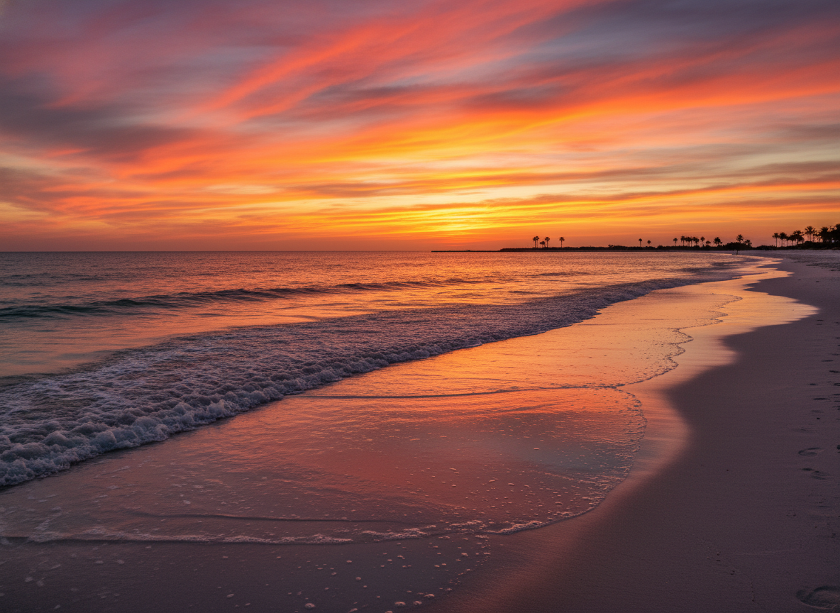 Vibrant sunset over the Gulf Coast